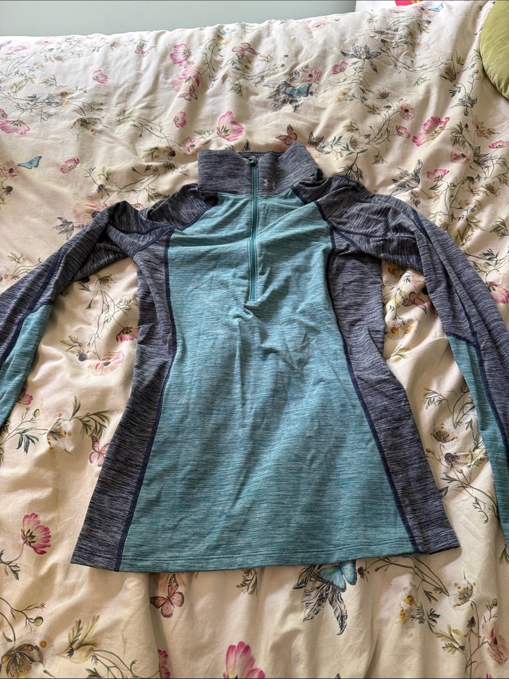 Under Armour Women's Teal and Heather Gray Half-Zip Performance Top